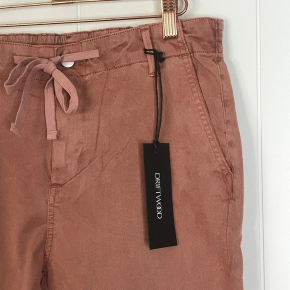 NWT Driftwood Mauve Embroidered Stitch Cuffed Leg Drawstring Khaki Pants SZ XL - Picture 2 of 12